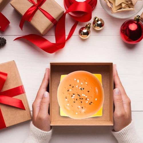 Taba Squishy Hamburger Toy, Stress Relief Slow Rising Fidget Adult Realistic Food Replica with Sesame Seeds Handmade Soft Silicone Squeeze Toy Gift