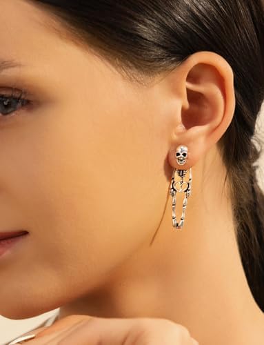 Halloween Earrings for Women,Witch Skull Skeleton Dangle Earrings for Women,Scary Halloween Party Earring for Halloween Accessories