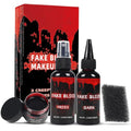 3PCS Halloween Fake Blood Makeup Kit, Fake Blood Dripping 2.03oz + Spray 2.03oz + Coagulated 1.35oz, Realistic Washable Fake Blood for Zombie Monster Mouth Clothes Vampire Cosplay & Dress Up