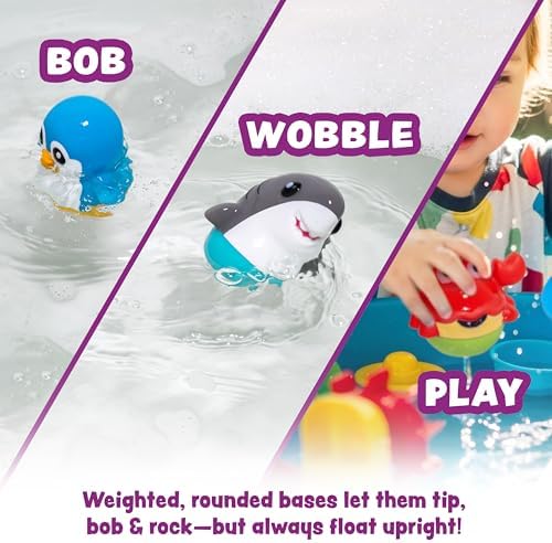 Bobbers™ Bob, Wobble & Float Upright Toddler Bath Toys, 6 Pack | Unique Wobbling Action | Sealed, No Hole Baby Bath Toys | Engaging Bathtub Toys for Kids | Water Table & Baby Pool Play