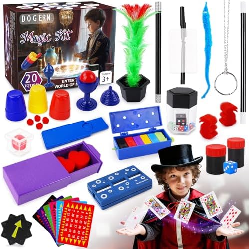 Magic Kit, Magic Tricks Includes Magic Wand and Magician Costume, Exciting Starter Magic Set Gift for Boys Girls Ages 6-12, Magic Tricks for kids, Perfect for Christmas, Halloween, and Birthday