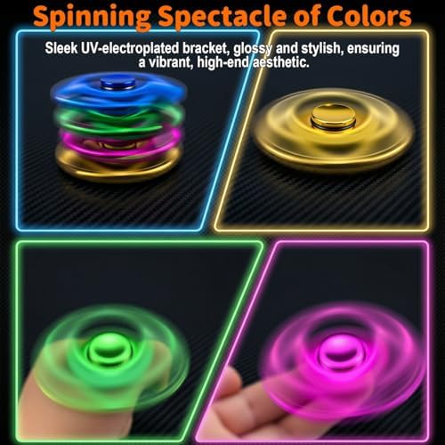 Fidget Toys Adults 5 Pack,Electroplated Metal Fidget Spinner Stress Reducer,High Speed 3-5 Min Quite Spins,Fidgets for Adults & Teens & Kids Age 6+,Valentines Day Gifts