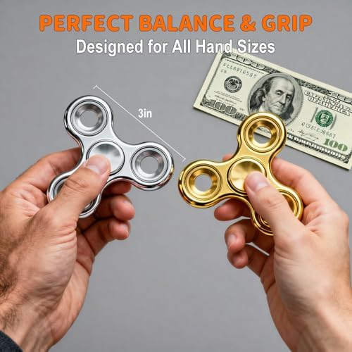 Fidget Toys Adults 5 Pack,Electroplated Metal Fidget Spinner Stress Reducer,High Speed 3-5 Min Quite Spins,Fidgets for Adults & Teens & Kids Age 6+,Valentines Day Gifts