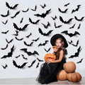 56pack Bats Wall Decor Black Scary Wall Bats for Halloween, 3D Bats Halloween Wall Decor, Scary Decoration for Halloween Party Porch