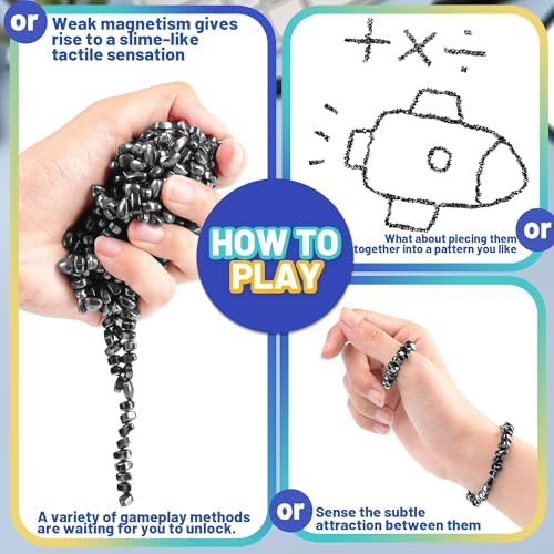 Magnetic Fidget Toy for Teen Boy 300pc Cool Gadget for Teen Girl Office Desk Stuff for Adult Men ADHD Tools Sensory Autism Stress Anxiety Magnet Putty Beads Balls Stones Easter Basket Stuffer