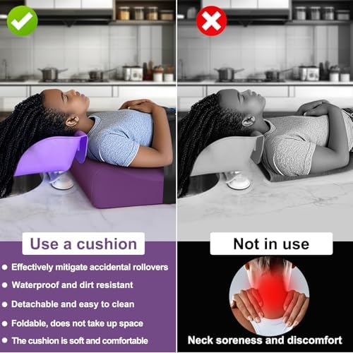 Hair Washing Station for Kids, Sink Shampoo Foam Pad, Anti-Tip Ergonomic Shampoo Neck Support for Kids, Provides Comfortable Support for Sink-Mounted Shampoo Pad (Purple)