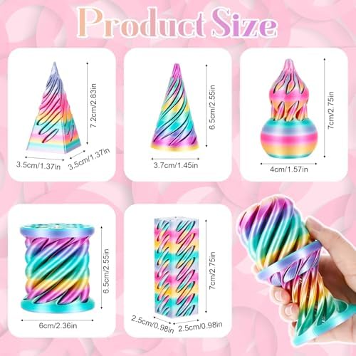 5pcs 3D Printed Fidget Toys Impossible Cone Pyramid Passthrough Toys 3D Printed Spiral Fidget Toy for Adults Birthday Gift