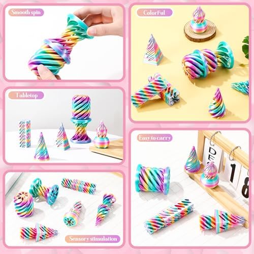5pcs 3D Printed Fidget Toys Impossible Cone Pyramid Passthrough Toys 3D Printed Spiral Fidget Toy for Adults Birthday Gift