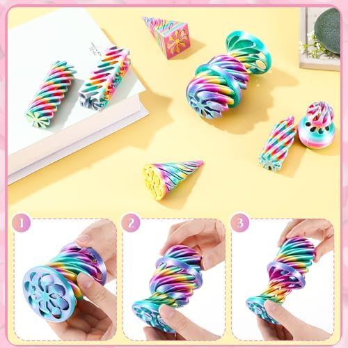 5pcs 3D Printed Fidget Toys Impossible Cone Pyramid Passthrough Toys 3D Printed Spiral Fidget Toy for Adults Birthday Gift