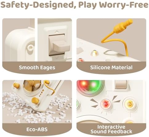 Busy Board for Toddlers 1-3 Year Old - Electronic Light & Activity with Buttons, Switches, Fan & Rotating Knobs | Sensory Learning Travel Toys & Gifts for 2 Year Old Boy/Girl