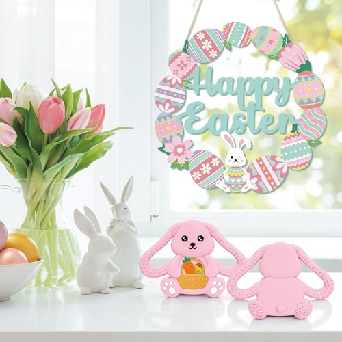 Easter Basket Stuffers Baby Teething Toys, Bunny Silicone Teething Toy for Babies 0 3 6 9 12 18 Months, Easter Basket Stuffer Essential, Baby Rabbit Carrots Teether for Baby & Toddler First Gifts