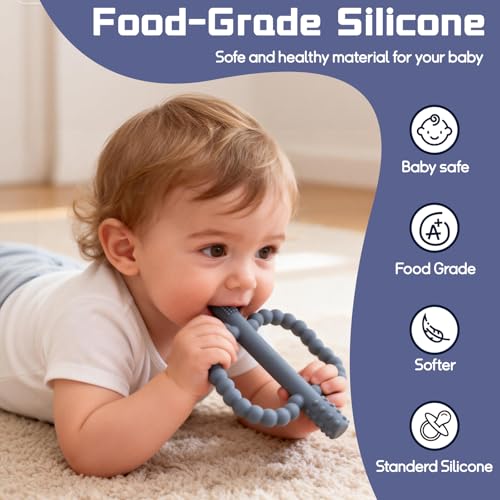 2 Pack Baby Silicone Teething Toys, Teething Sticks for Babies,Silicone teether Tubes for Baby Girl,BPA Free, Soothe Gums for 0-6 3-12 18-36 Months, Newborn Infants Toddler Sensory Chew Toys