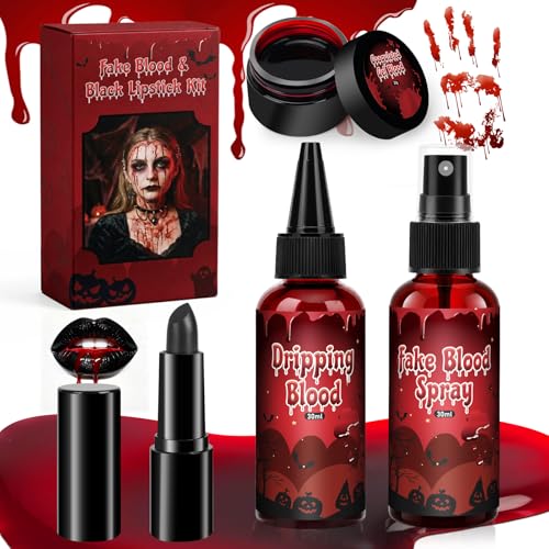 4PCS Halloween Fake Blood Kit Cosplay Vampire Makeup Accessories