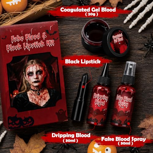 4PCS Halloween Fake Blood Kit Cosplay Vampire Makeup Accessories