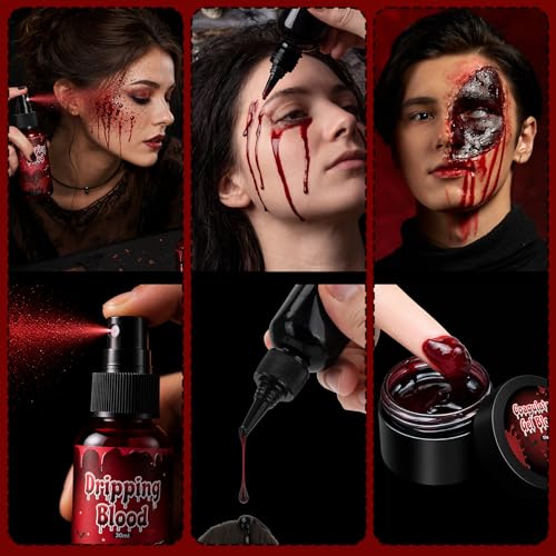 4PCS Halloween Fake Blood Kit Cosplay Vampire Makeup Accessories