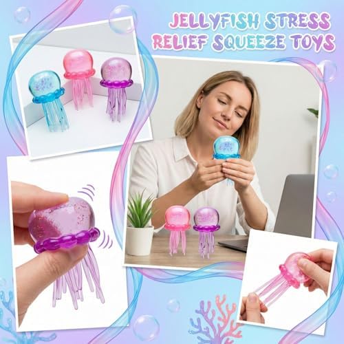 Nee doh Jellyfish Squeeze Toys, Drop Malt Sugar Balls Relieve Stress, Sensory Toy with a Super Solid Squish for Adult, Squishy Ultra Squishy and Moldable Slow Rise (#Purple)