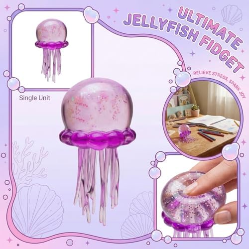 Nee doh Jellyfish Squeeze Toys, Drop Malt Sugar Balls Relieve Stress, Sensory Toy with a Super Solid Squish for Adult, Squishy Ultra Squishy and Moldable Slow Rise (#Purple)