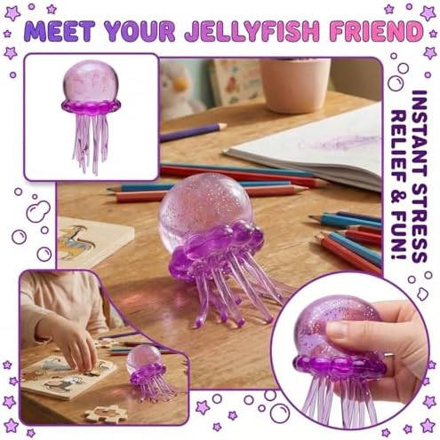 Nee doh Jellyfish Squeeze Toys, Drop Malt Sugar Balls Relieve Stress, Sensory Toy with a Super Solid Squish for Adult, Squishy Ultra Squishy and Moldable Slow Rise (#Purple)