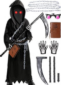 Grim Reaper Costume Kids Boys,7 PCS Scary Halloween Costumes for Kid