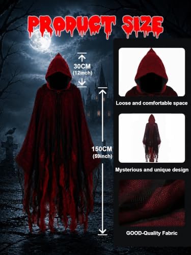 Grim Reaper Hooded Cloak for Men Women Halloween Costumes Cosplay Props