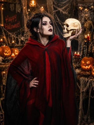 Grim Reaper Hooded Cloak for Men Women Halloween Costumes Cosplay Props