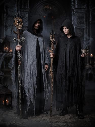 Grim Reaper Hooded Cloak for Men Women Halloween Costumes Cosplay Props