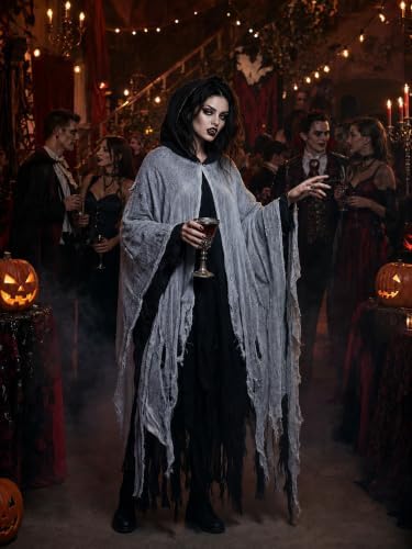 Grim Reaper Hooded Cloak for Men Women Halloween Costumes Cosplay Props