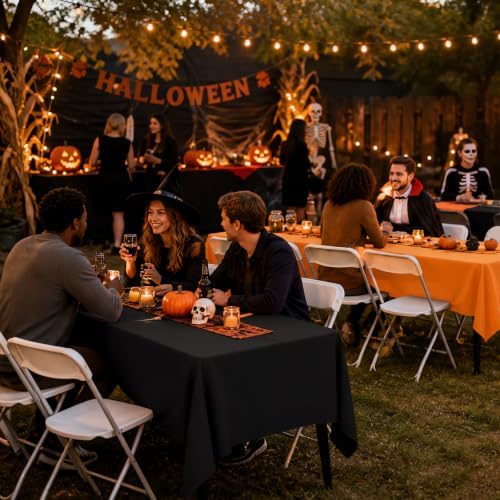 12 Packs Disposable Plastic Halloween Table Cloth Black and Orange