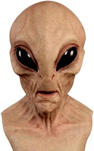 Realistic Area 51 Alien Full Head Latex Mask, Scary Creepy Prop for Adults Halloween Cosplay Costume Party 2026