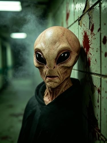 Realistic Area 51 Alien Full Head Latex Mask, Scary Creepy Prop for Adults Halloween Cosplay Costume Party 2026