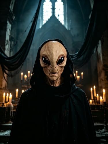 Realistic Area 51 Alien Full Head Latex Mask, Scary Creepy Prop for Adults Halloween Cosplay Costume Party 2026