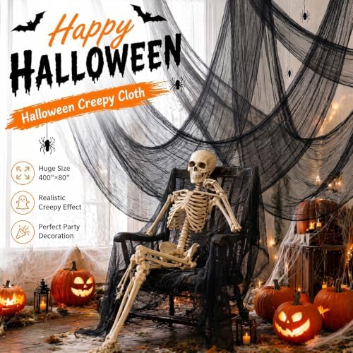 400" x 80" Black Halloween Creepy Cloth Halloween Yard Outdoor Decoration