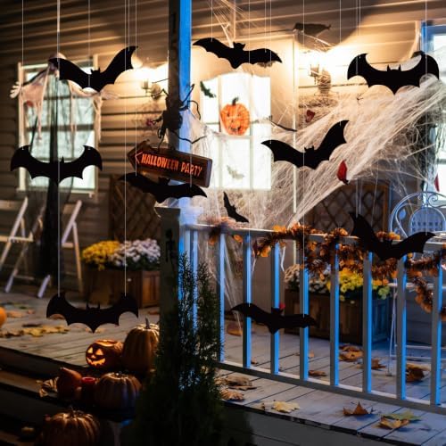 56pack Bats Wall Decor Black Scary Wall Bats for Halloween, 3D Bats Halloween Wall Decor, Scary Decoration for Halloween Party Porch