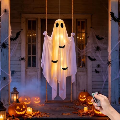 Halloween Swinging Ghost Outdoor Decorations,Hanging Ghost On A Swing