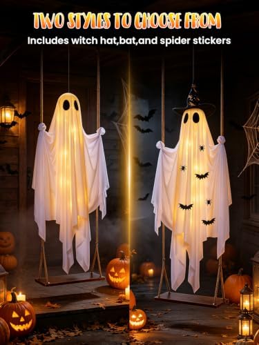 Halloween Swinging Ghost Outdoor Decorations,Hanging Ghost On A Swing