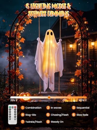 Halloween Swinging Ghost Outdoor Decorations,Hanging Ghost On A Swing