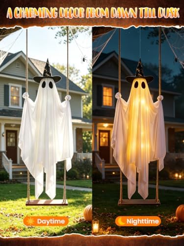 Halloween Swinging Ghost Outdoor Decorations,Hanging Ghost On A Swing