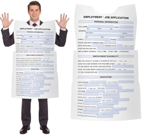 Halloween Job Application Form Felt Costume for Adult Multicolor