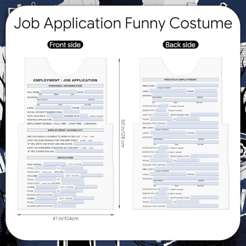 Halloween Job Application Form Felt Costume for Adult Multicolor