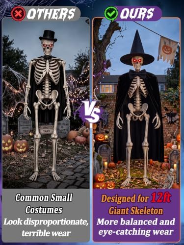 12 Foot Skeleton Outfits for Halloween Outdoor Decorations