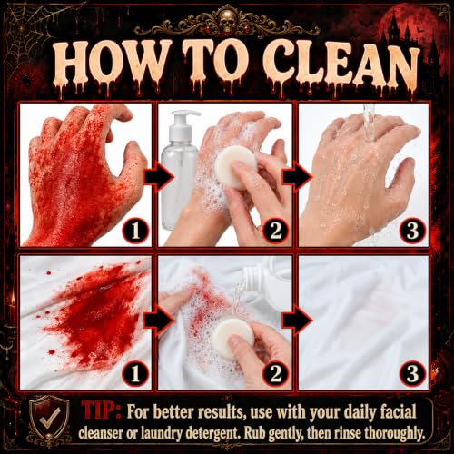 Fake Blood Spray, 6 Pcs Stage Blood Kit for Halloween Makeup, Fake Scars