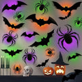 36 Pack Halloween Bat Spider Wall Decor LED Bat Spider Wall Stickers