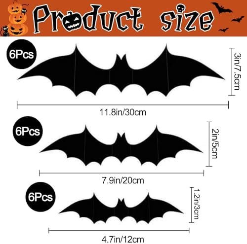 36 Pack Halloween Bat Spider Wall Decor LED Bat Spider Wall Stickers