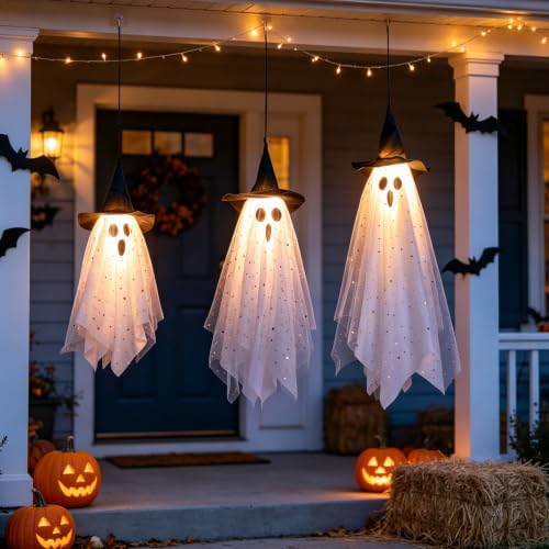 3 Pack Halloween Decorations Swinging Ghost Outdoor Decor