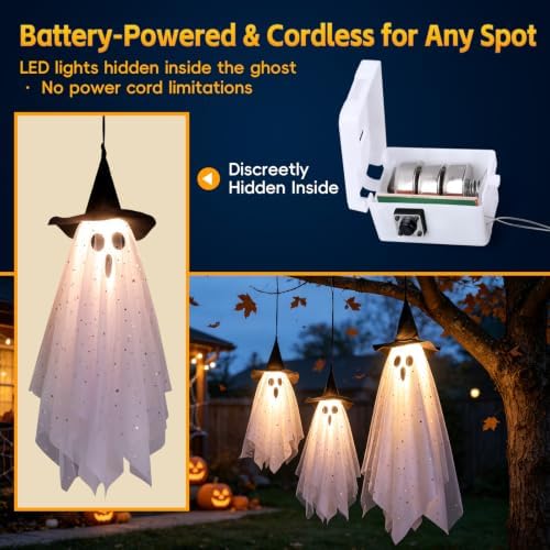 3 Pack Halloween Decorations Swinging Ghost Outdoor Decor