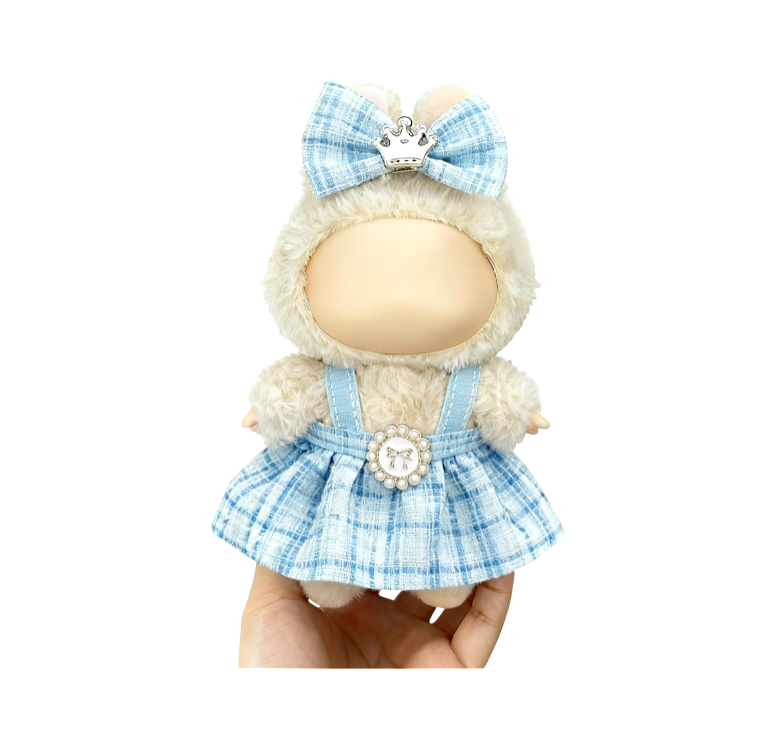 Clothes for LABUBU 17cm Doll (NO Doll), Outfit for LABUBU, Dress and Hairpin Set for LABUBU Dress Up, Fashion and Premium Dolls Accessories for LABUBU