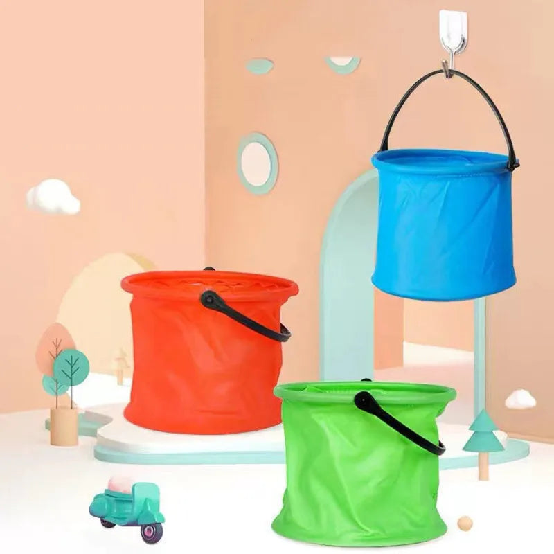 Foldable Pail Bucket, 2L Silicone Collapsible Beach Toys Bucket for Kids, Multi Purpose for Fun Summer Activities, Camping Gear, Beach Essentials