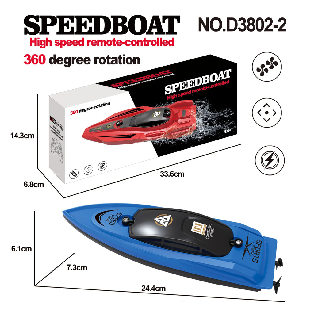 Remote Control Boat for Kids and Adults, 25 KPH Fast RC Speed Boats with 700mAh Battery, Ideal Waterproof Toy Boats for Lakes & Pools
