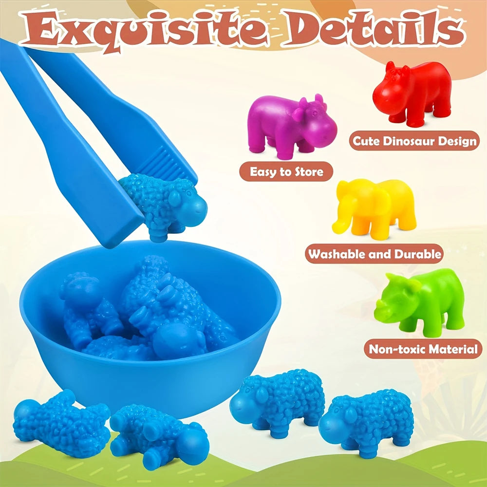 Counting Animals Color Sorting Matching Games with Sorting Bowls Montessori Sensory Early Educational Toys Learning Fine Motor Skill & Counting Math Toys Gift for 3 4 5 Year Old Boys Girls