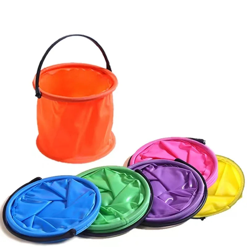 Foldable Pail Bucket, 2L Silicone Collapsible Beach Toys Bucket for Kids, Multi Purpose for Fun Summer Activities, Camping Gear, Beach Essentials